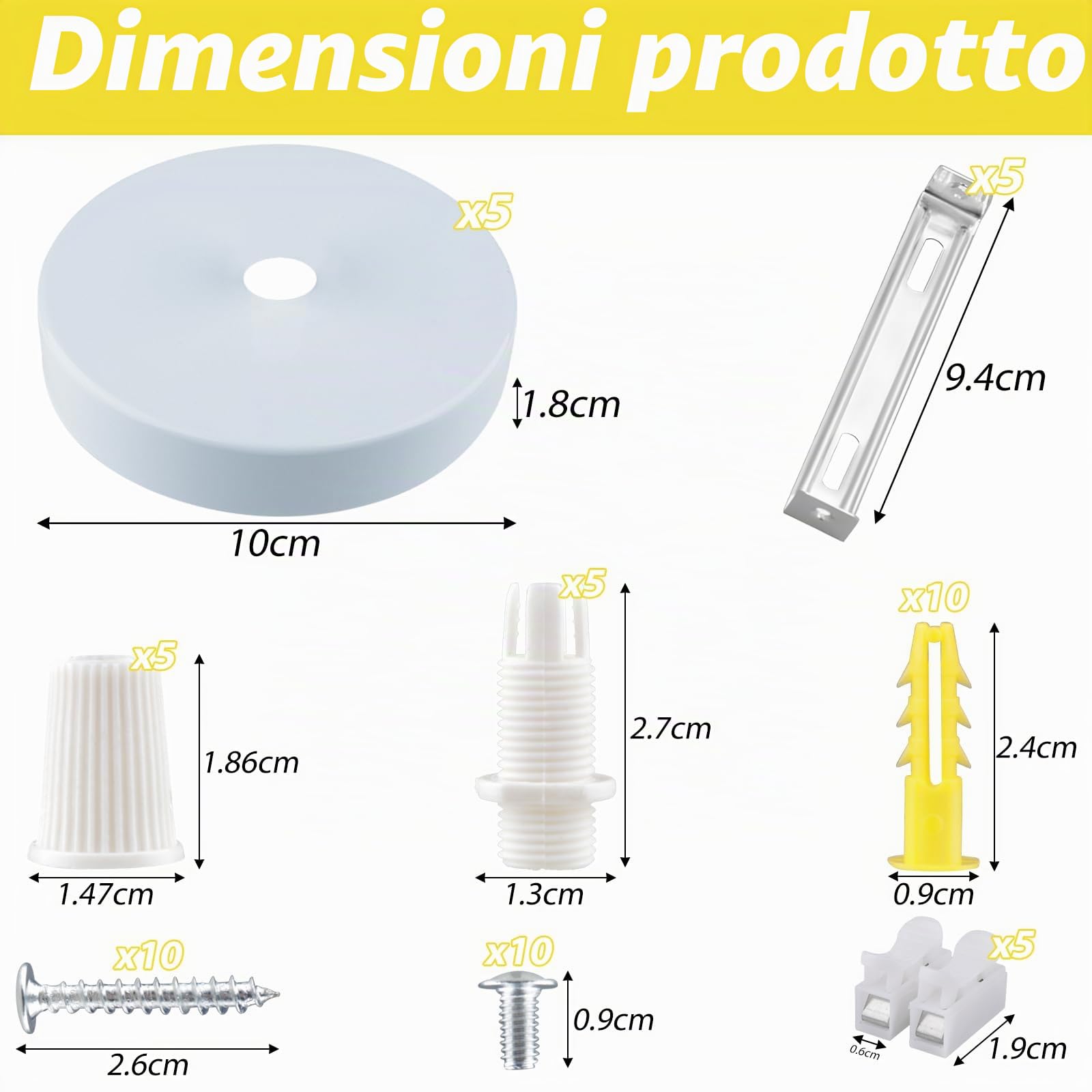 5 Pezzi Rosone per lampadario da soffitto, 100 X 18mm Rosone da soffitto | lampada a baldacchino per soggiorno, corridoio, lampadario da cucina che nasconde il filo