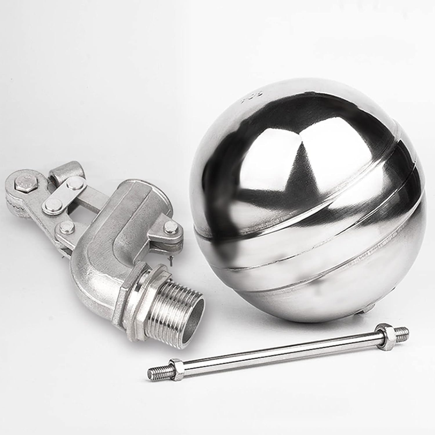 Válvula de bola flotante de acero inoxidable, válvula flotante ajustable de 360°, control de flujo de agua para cisterna y tanques de expansión
