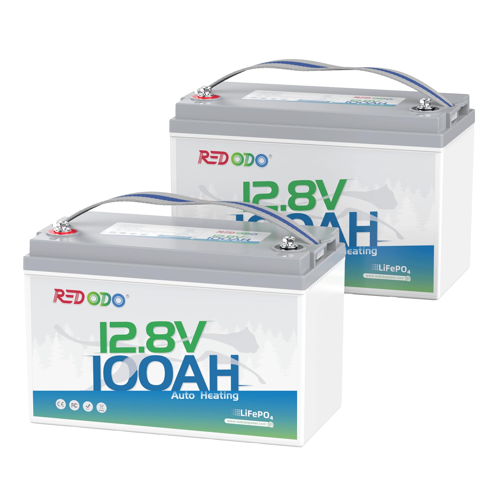 Redodo 12V 100Ah LiFePO4 Self-Heating Group 31 Deep Cycle Battery -2 Pack