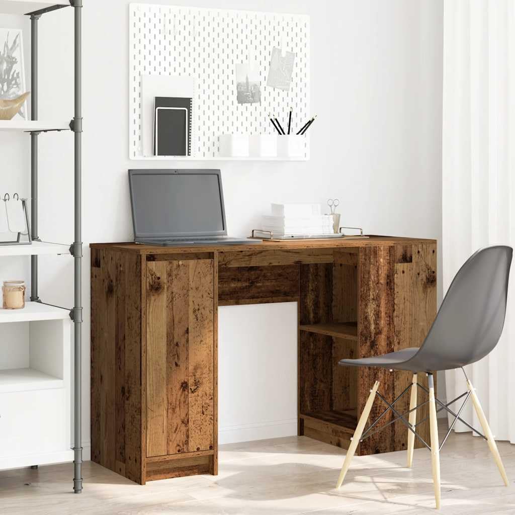 Scrivania effetto legno anticato, 120 x 42 x 76 cm, scrivania per computer in legno con molto spazio, stabile tavolo da ufficio per casa, studio e soggiorno, segretario