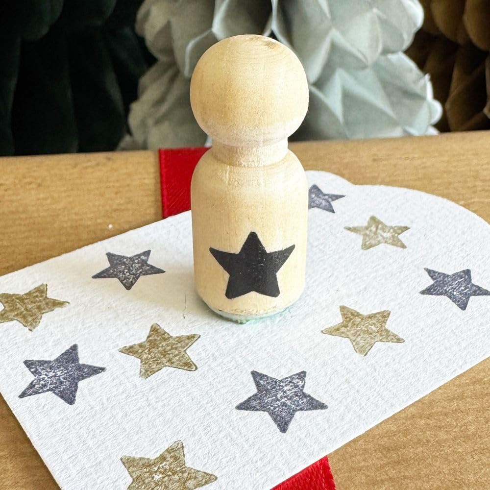 Mini Star Rubber Stamp, Wooden Craft Stamp for Cards, Scrapbooking & DIY