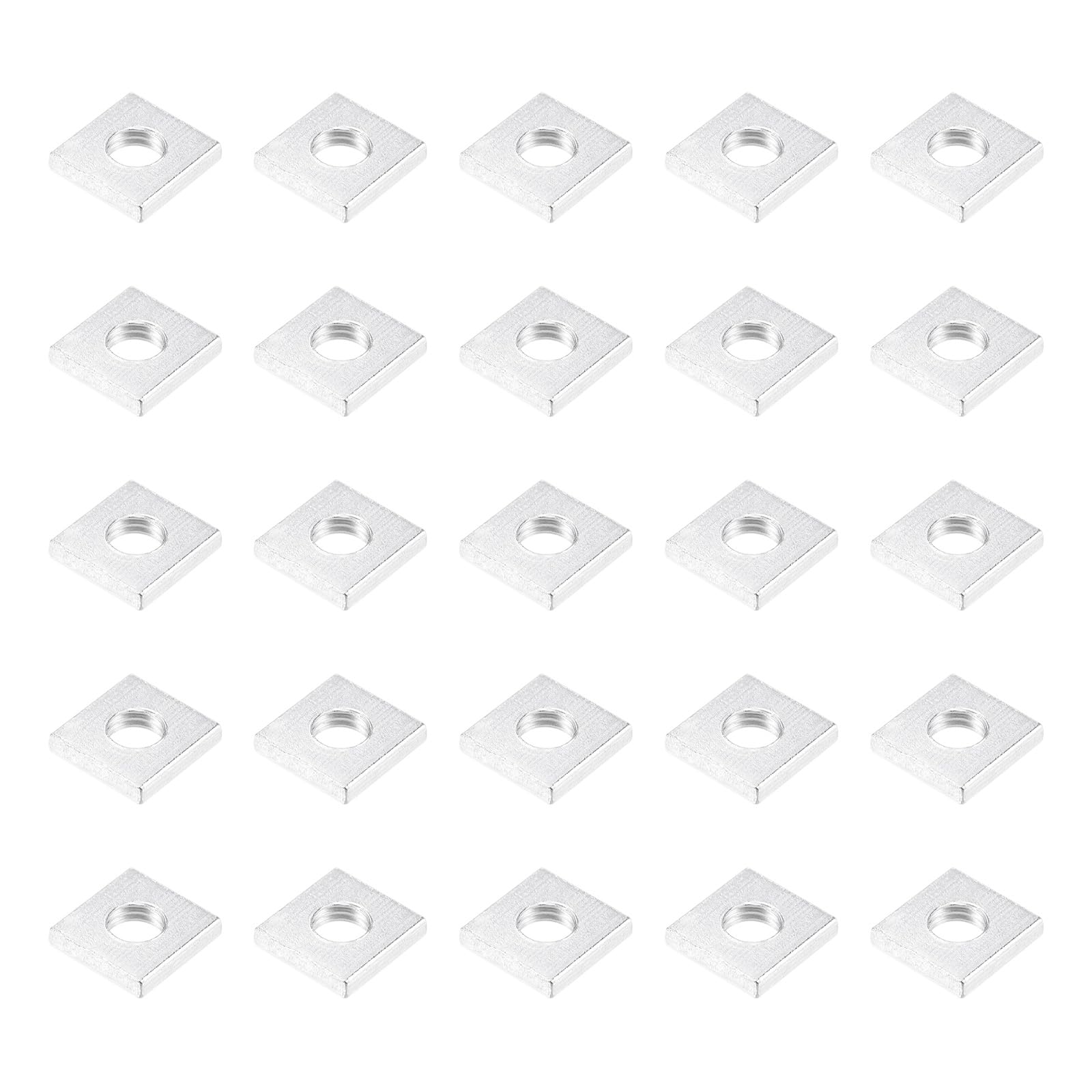METALLIXITY Square Nuts, (M5x10mmx10mm) 25Pcs, Carbon Steel Coarse Thread Square Fastener Nut - for Equipment Construction Electrical Appliances Industrial Machinery, Silver