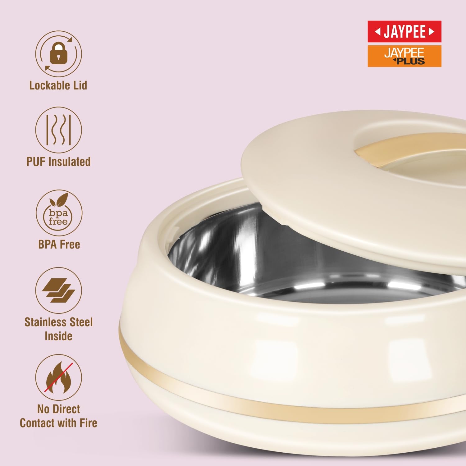 JAYPEE Alisa Neo 1750 ml Insulated Inner Stainless Steel Casserole| BPA Free | Food Grade | Easy to Carry | Easy to Store | Ideal for Chapatti | Casserole for roti, Best for Gifting Purpose,Golden 4