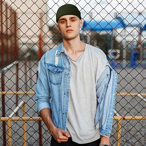 SATINIOR 4 Pieces Trawler Beanie Watch Hat Roll up Edge Skullcap Fisherman Beanie Unisex - Image 5