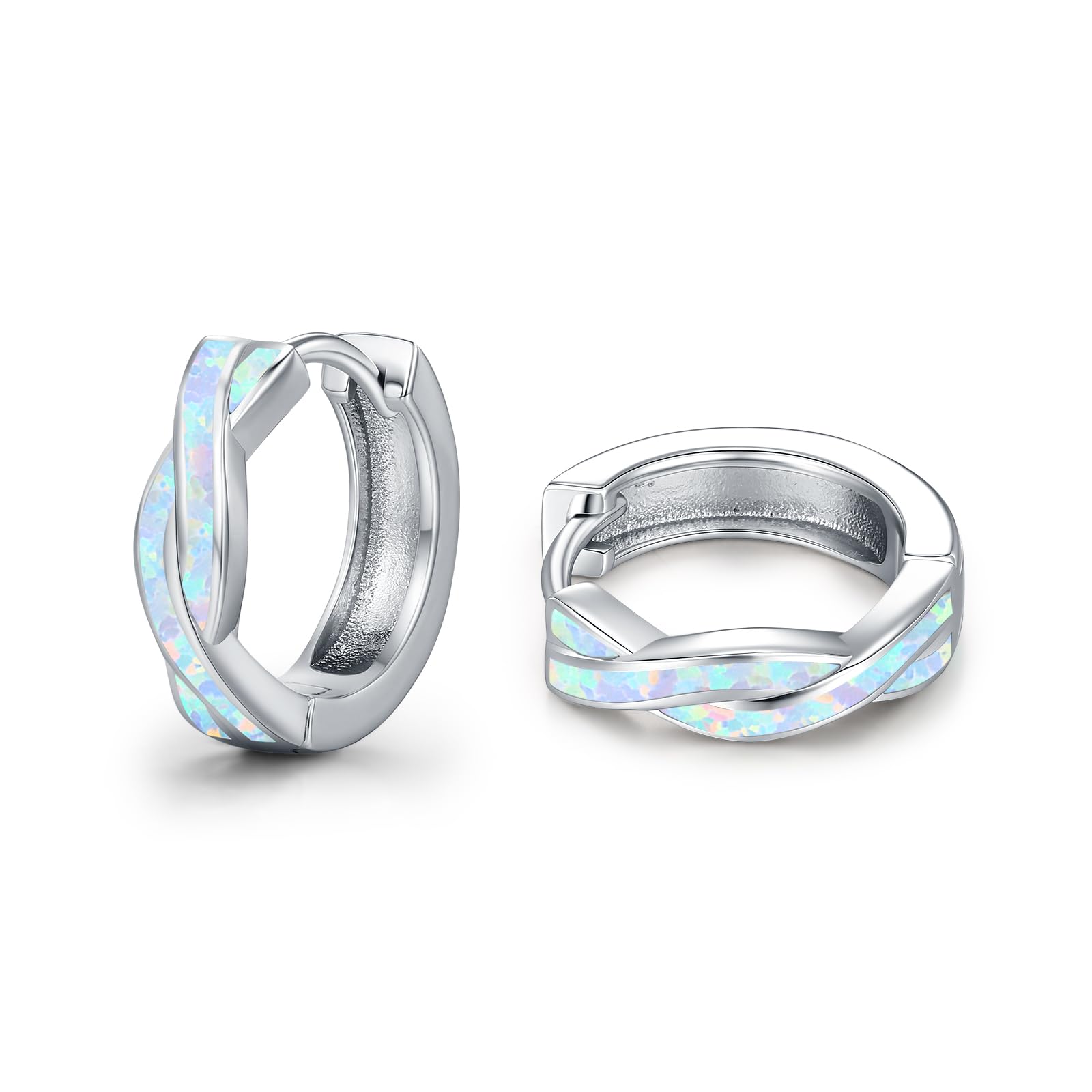 Muttertagsgeschenke für Mama Mehrfarbig Opal Ohrringe Creolen Silber 925 Klein Opal Schmuck Geschenke für Damen Frauen Mädchen
