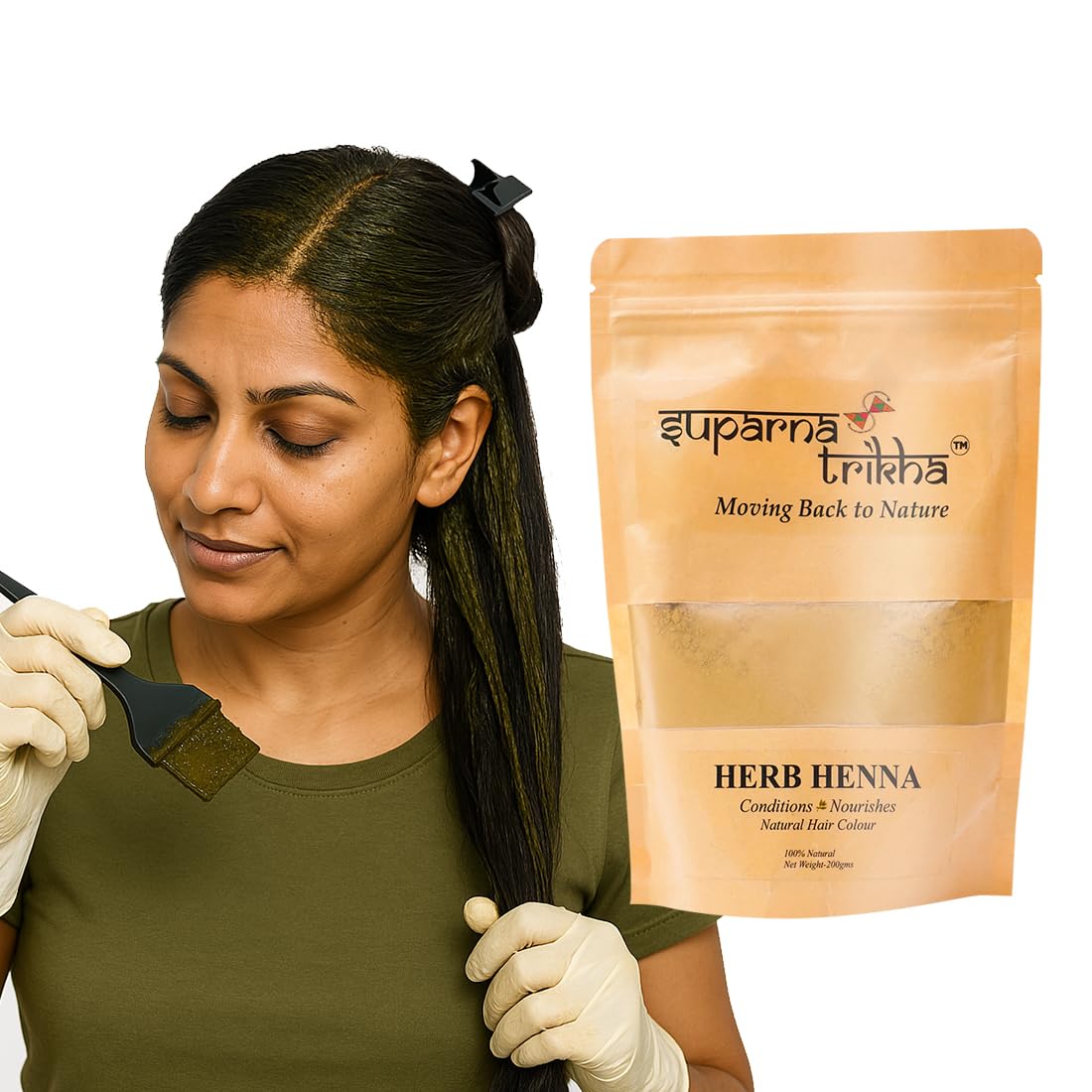 Suparna Trikha Herb Henna | Finest Henna Leaves Blended with 37 Rare Herbs | Natural Colour, Deep Conditioning & Stronger Roots | Helps Control Dandruff & Hair Fall | Chemical-Free - 200gm 3