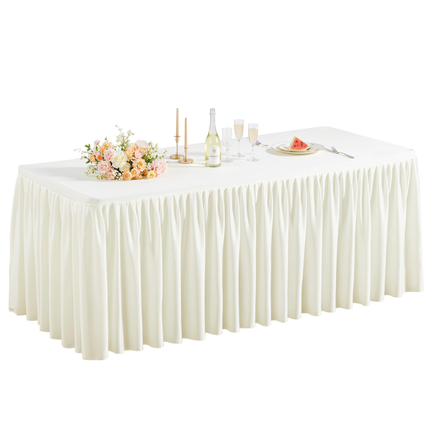 Shillance 1 Pack Creamy Table Clothes for 4 Foot Rectangle Tables, Premium Polyester Rectangle Tablecloth Wrinkle Resistant Washable Table Cloth for