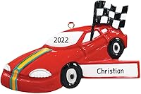 Vista 1 de Adornos de Navidad personalizados – Decoración de Navidad para vehículos, adorno de automóvil de carreras, adorno de Navidad de coche rojo, regalo