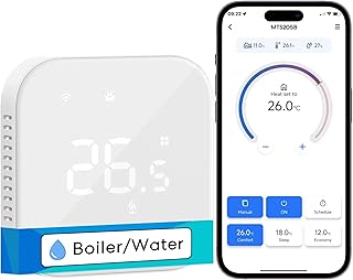 Meross WiFi Heating Thermostat for Boilers, WiFi Thermostat for Underfloor Heating Water, Smart Wall Thermostat Compatible…