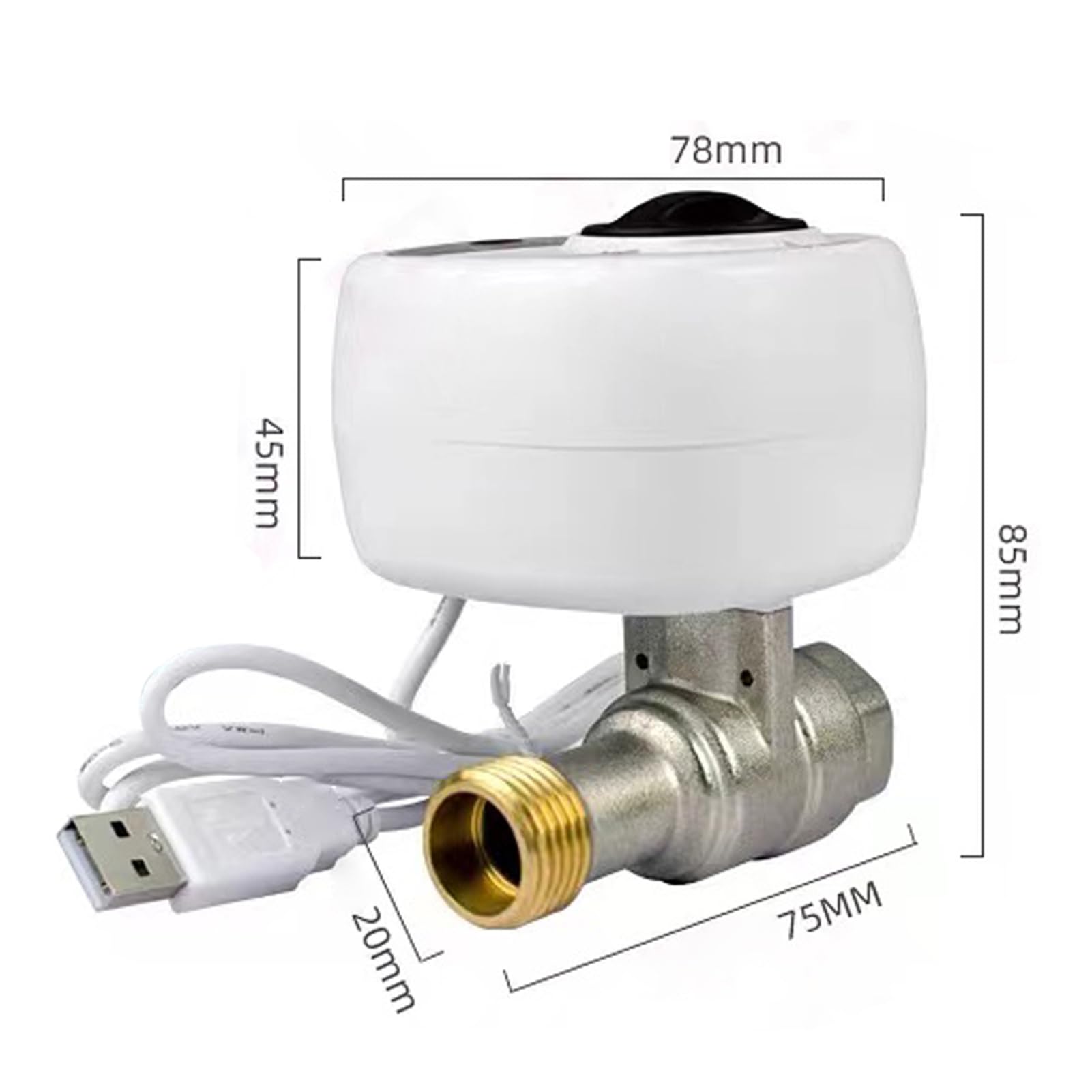 Vanne D'arrêt d'eau Automatique Intelligente WiFi pour Maisons Intelligentes, Alarme de Fuite, Télécommande pour la sécurité Familiale, Blanc (DN15)