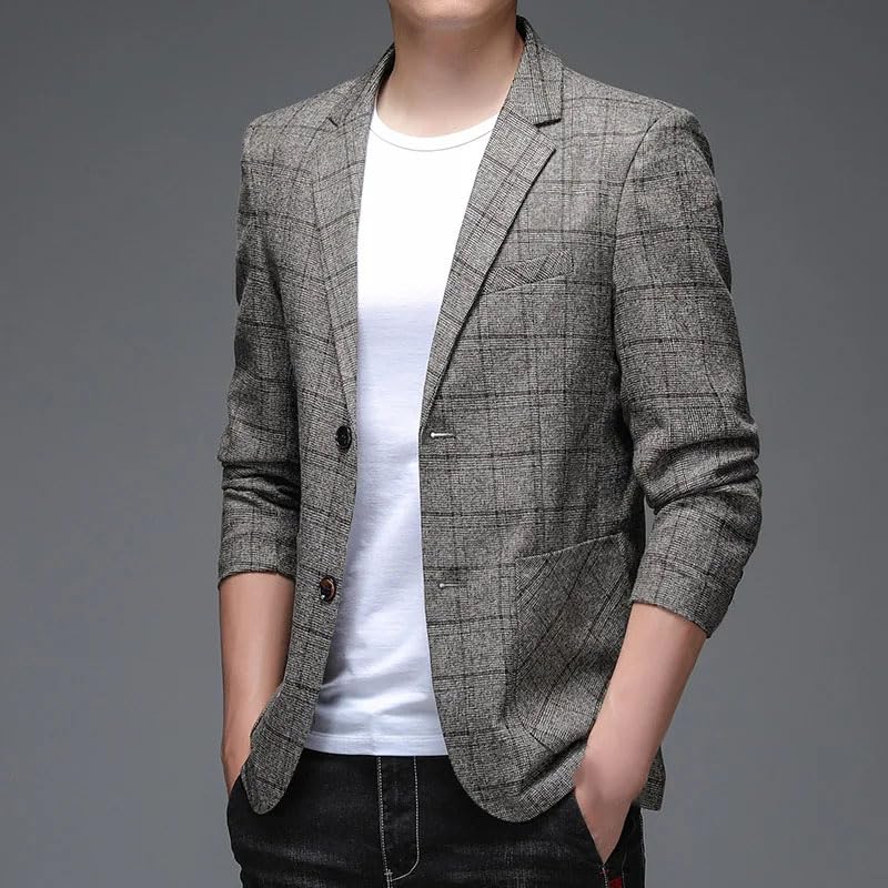 Men's Plaid Business Casual Blazer Coat Wedding Dinner Party Daily Jacket3
