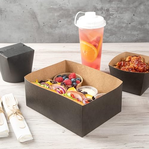 Miniatura 7 de Restaurantware Bio Tek - Bandejas de hamburguesas de 8.4 x 6 x 3.5 pulgadas, 100 bandejas de papel desechables para alimentos, bandejas de papel