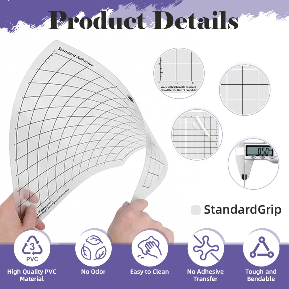 4 Pezzi Tappetino da Taglio 12x12 Pollici per Silhouette Cameo 5/4/3/2/1, StandardGrip Tappetini Adesivi di Ricambio 30x30 cm Durevoli e Antiscivolo con Raschietto per Vinile