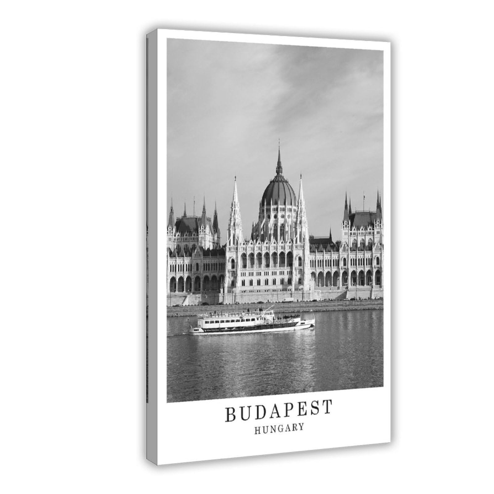 HEYANM Budapest Travel Poster Budapest Black And White Photo City Landmark Wall Art Print Decor Gift Poster Jpg Canvas Poster Wall Art Paintings for Living Room Bedroom Decoration Fra