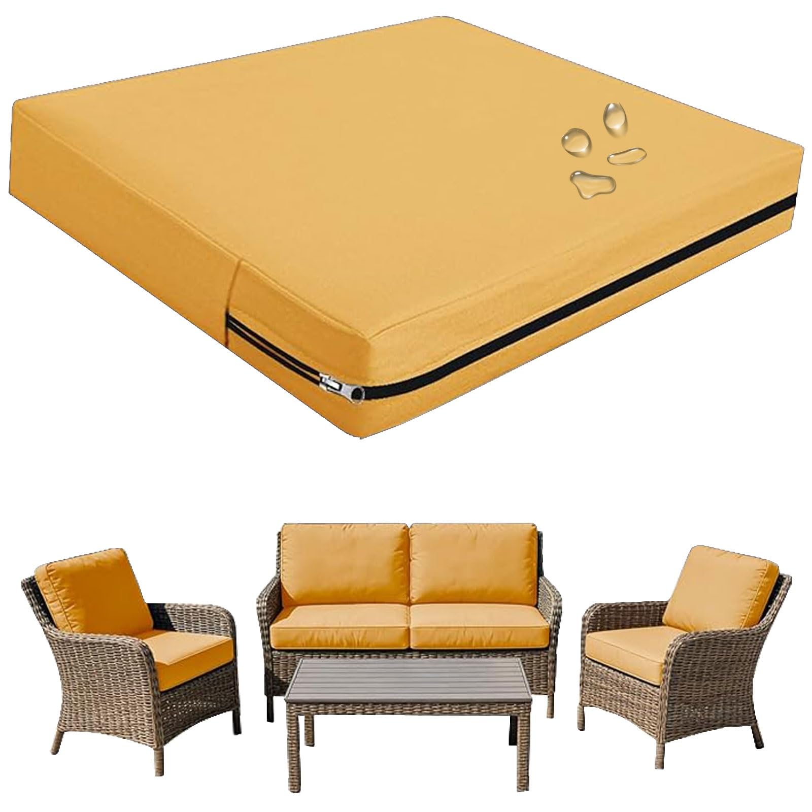 seokor Replacement Outdoor Cushion Covers Waterproof, 65x65 60x60 50x50cm set of 6/4/2/1 Garden Sofa Seat Cushion Slipcover With Zipper for Chairs, Patio and Rattan furniture(Color14,33x65x10cm(1pc))
