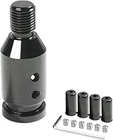 YAKEFLY Universal Aluminum Gear Shift Knob Adapter M12x1.25 - Screwless Shifter Connector for Non-Threaded Manual Gears (Black)