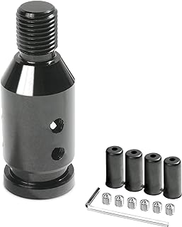Universal Gear Shift Knob Adapter,Aluminum Alloy Automatic Shifter Adapter Car Shift Knob Adapter,Shifter Knob Boot Retainer Gear Stick Connector for Non-Threaded Manual Gear M12x1.25 (Black)