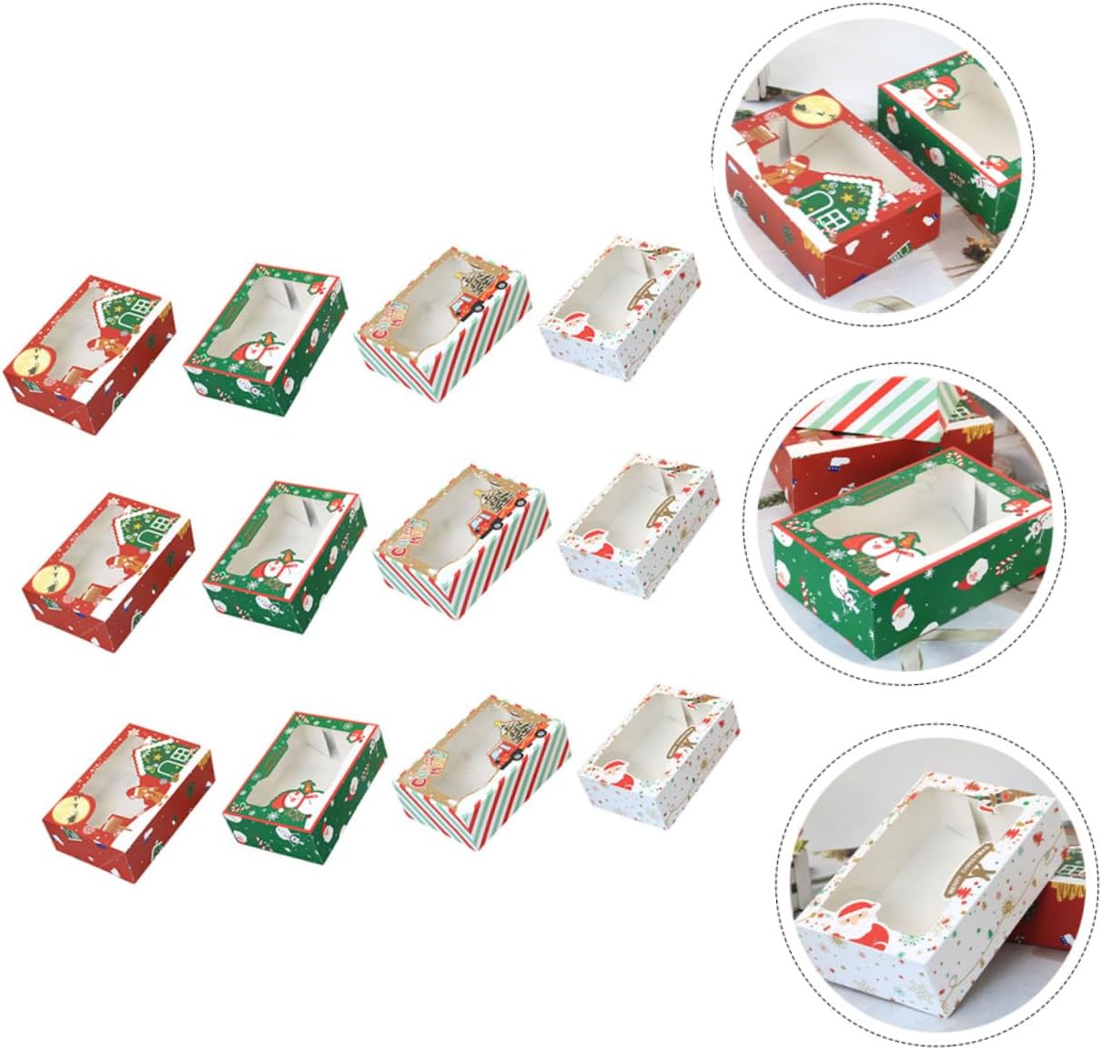 Xmas Theme Baking Packaging Box 12pcs White Cardboard Cookies