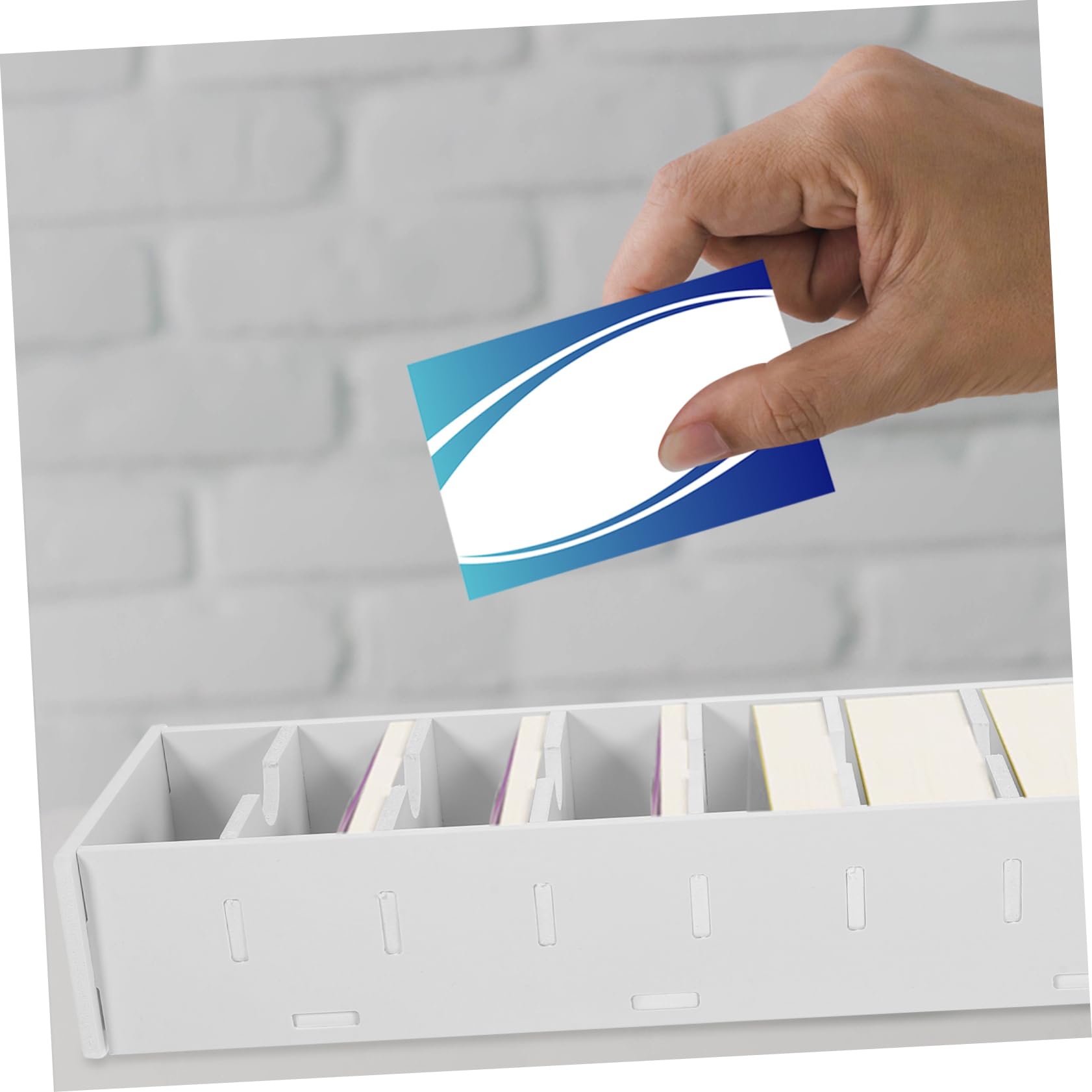DOITOOL 3 Pezzi Organizer Ufficio Bianco PVC Multilivello per Biglietti Visita Custodia con Supporto Scrivania per Esposizione e Archiviazione Professionale