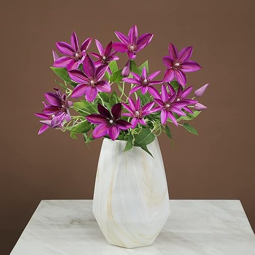 Miniatura 9 de 28 pulgadas, 1 paquete de 6 piezas de plantas de clemátide sintética, vegetación artificial, resistentes a los rayos UV, arbustos, arbustos,