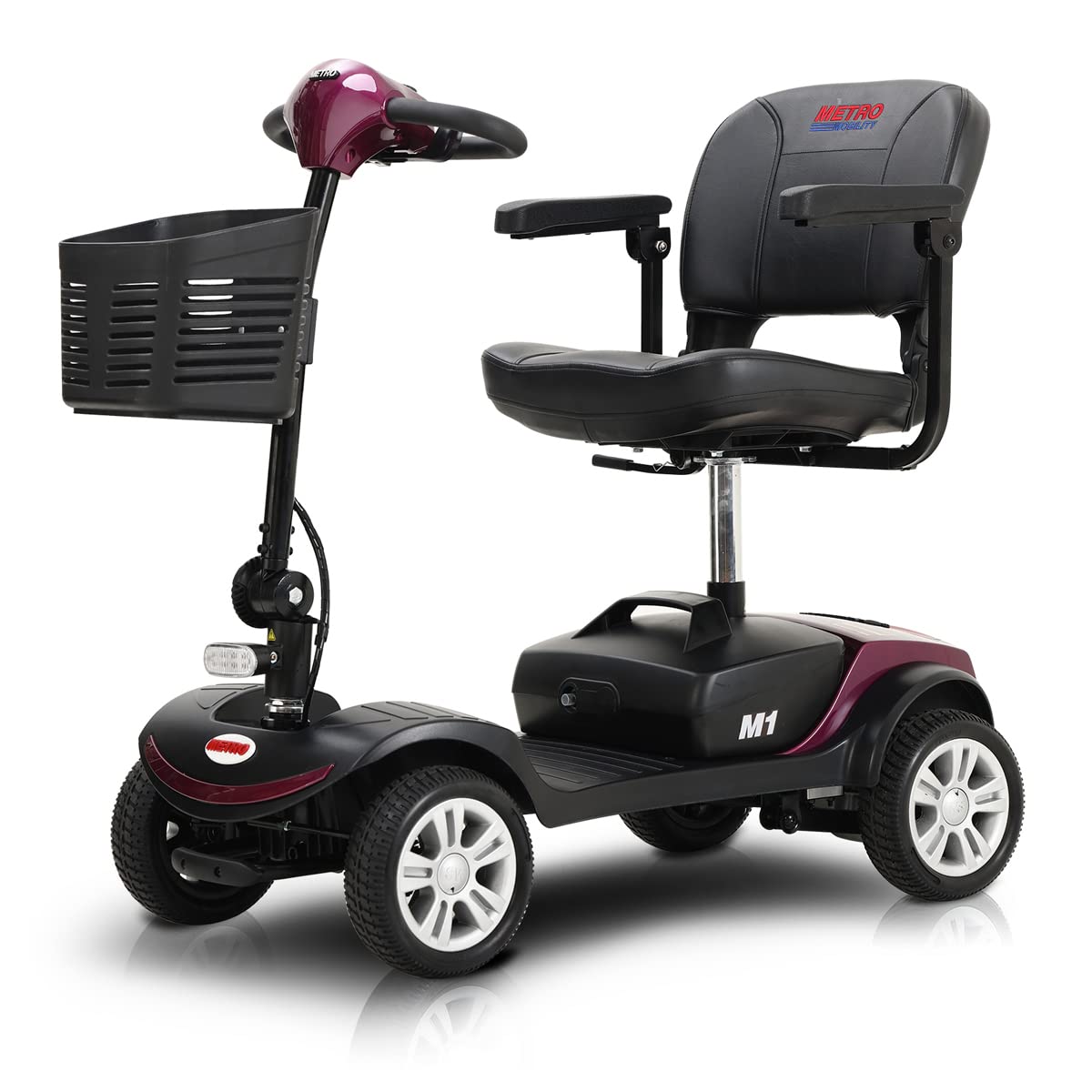 Folding Mobility Scooter for Seniors 4 Wheel Scooter for Adults Electric Medical Scooter Compact for Travel - Electric Powered Wheelchair Device - Compact Heavy Duty Mobile (M1 Red)