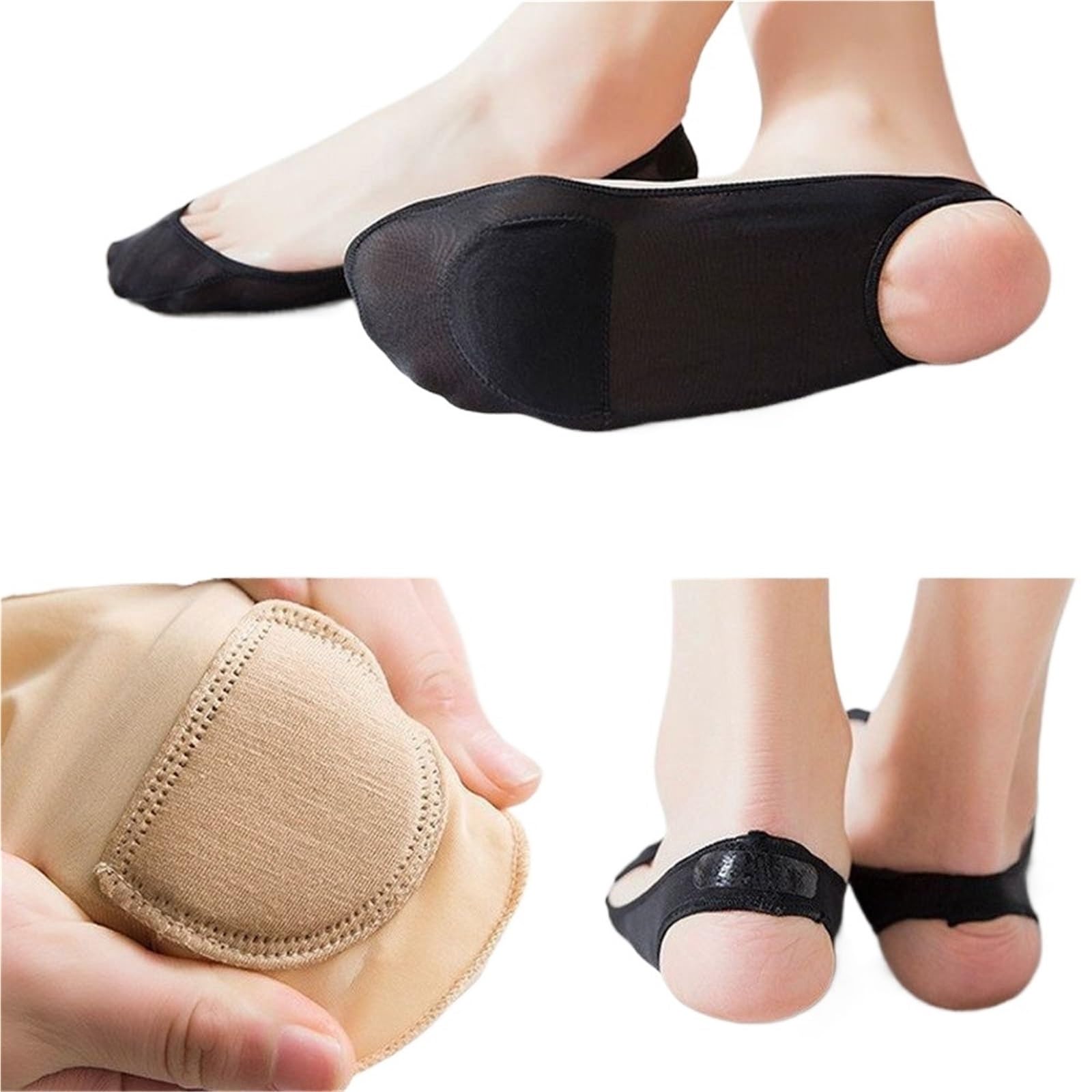 Fantasmini Donna 20 paia di calzini invisibili da barca donna, antiscivolo in cotone for scarpe, sottili, con bretelle a mezza palma(10Black 10Gray)