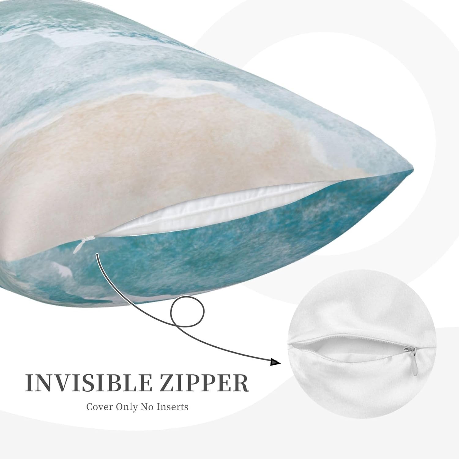 Beach Watercolor Blue Sea Ocean Throw Pillow Cover Pillow Covers 12X20 in Set of 2 Soft Pillow Cases Cushion Modern Farmhouse for Couch Sofa Living Room Bedroom Home Decor - Image 5