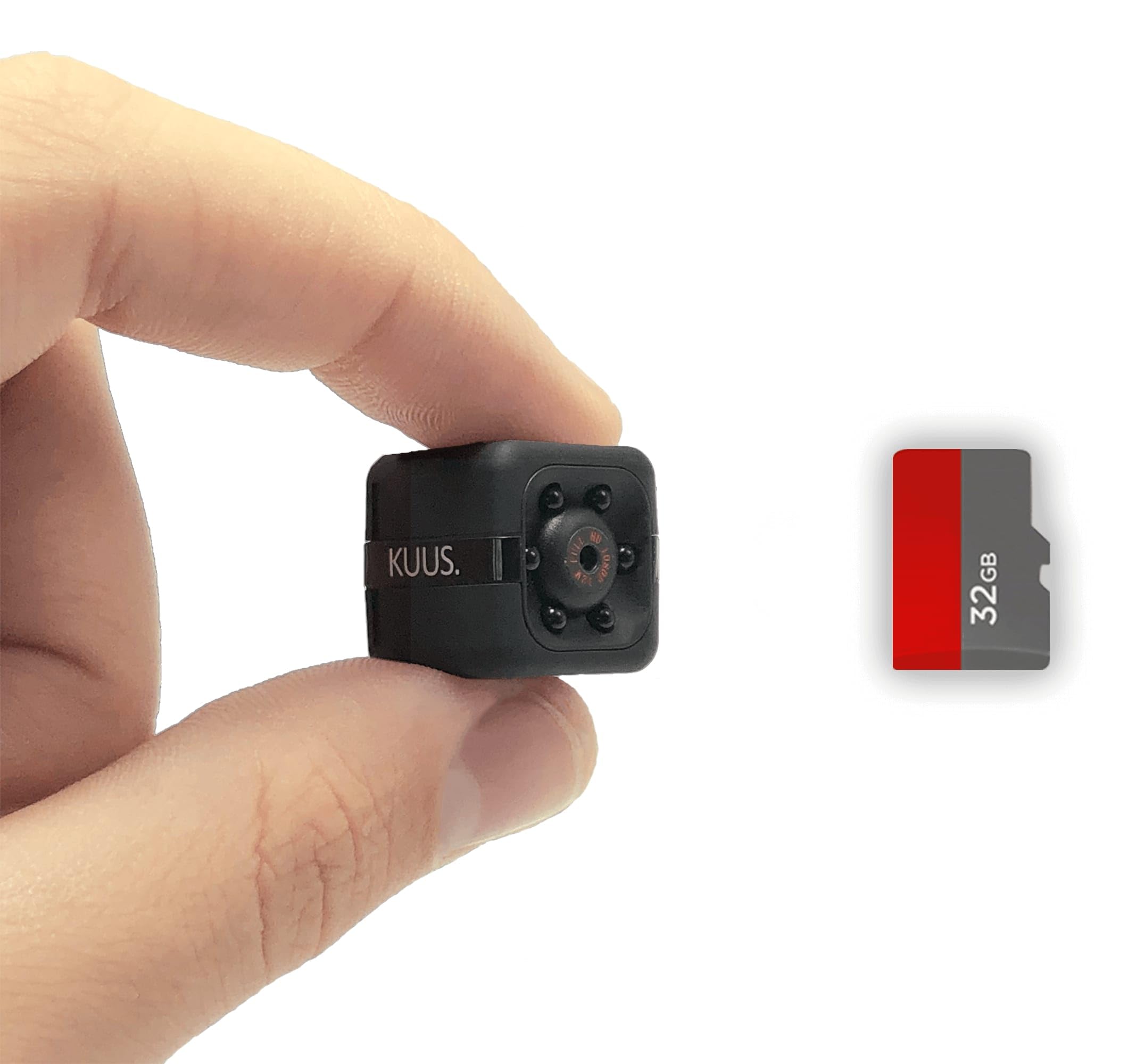 KUUS C1 Mini Cámara Espía Más Pequeña Europa 2,3cm Cámara Oculta Sin WiFi Full HD 1080P, Micro Cámara Espia Camuflada, Vigilancia Sin Cables, SD 32 GB, Night Vision Class 10 U3 ISO 10000+ Vendidos
