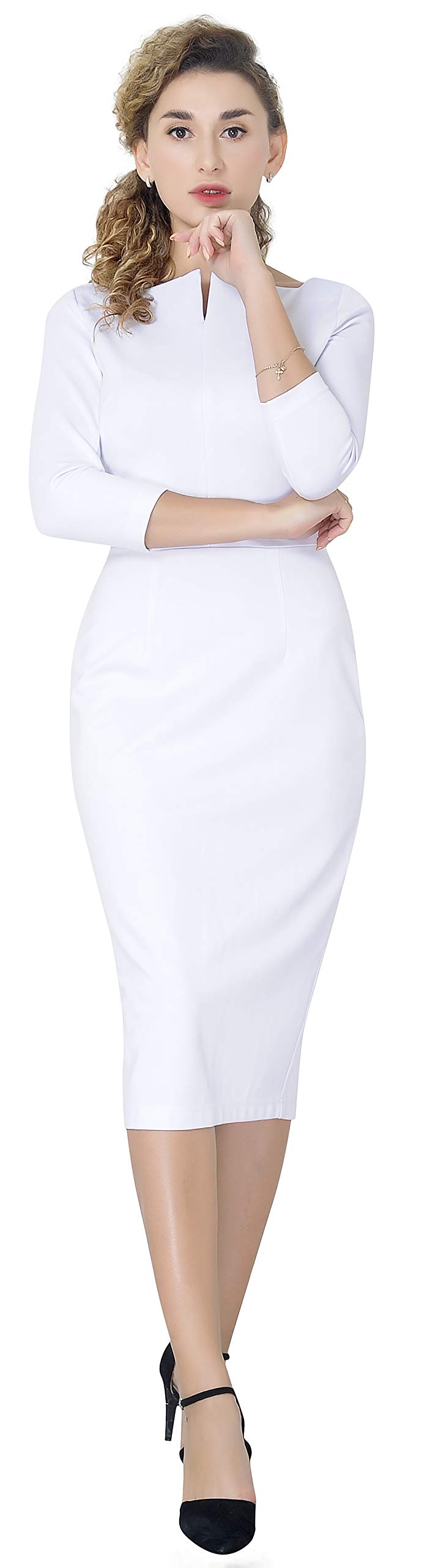 Women's Work Office Business Square Neck Sheath Midi Dress