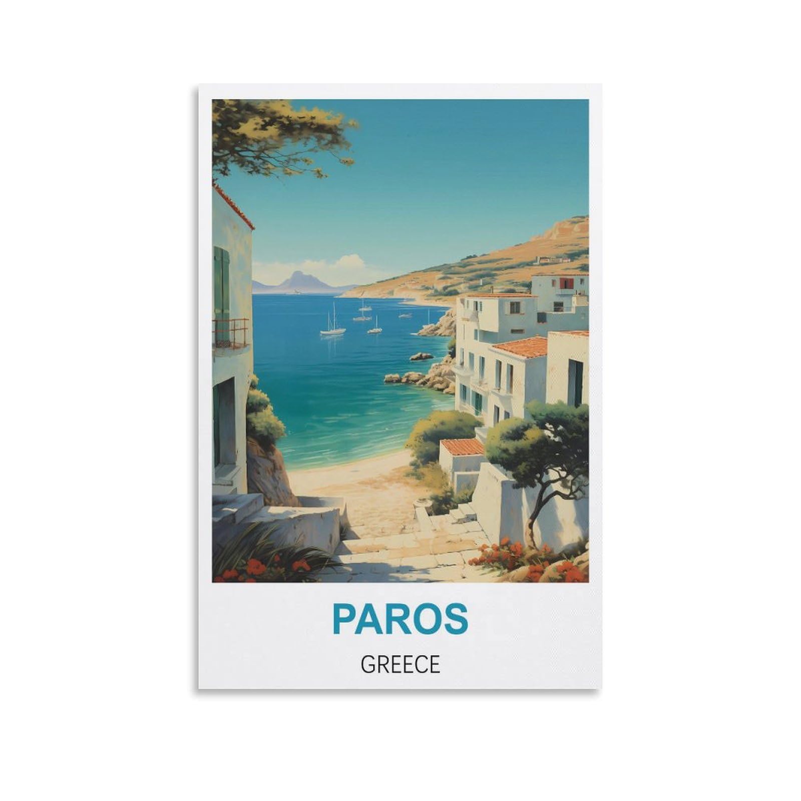 Metal Tin Sign Plaque Poster,Paros Greece,Travel Tin Signs Metal Poster Wall Decor Office Cafe Bathroom Badroom 15x30cm