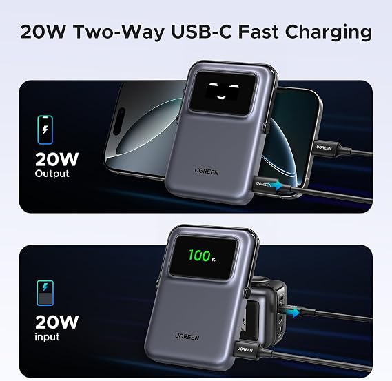 UGREEN Nexode Power Bank 20000mAh 130W Portable Charger Bundle with Uno Magsafe Portable Charger