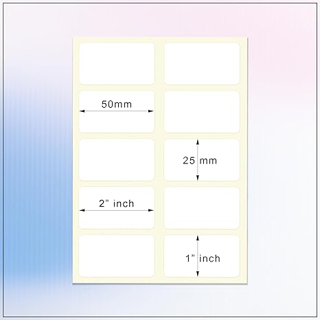 GLUN 200 Labels Sticker Non-Tearable White Vinyl Glossy Label, 25 X 50 Mm Size Printable Label Pack of 200 Stickers - Image 6