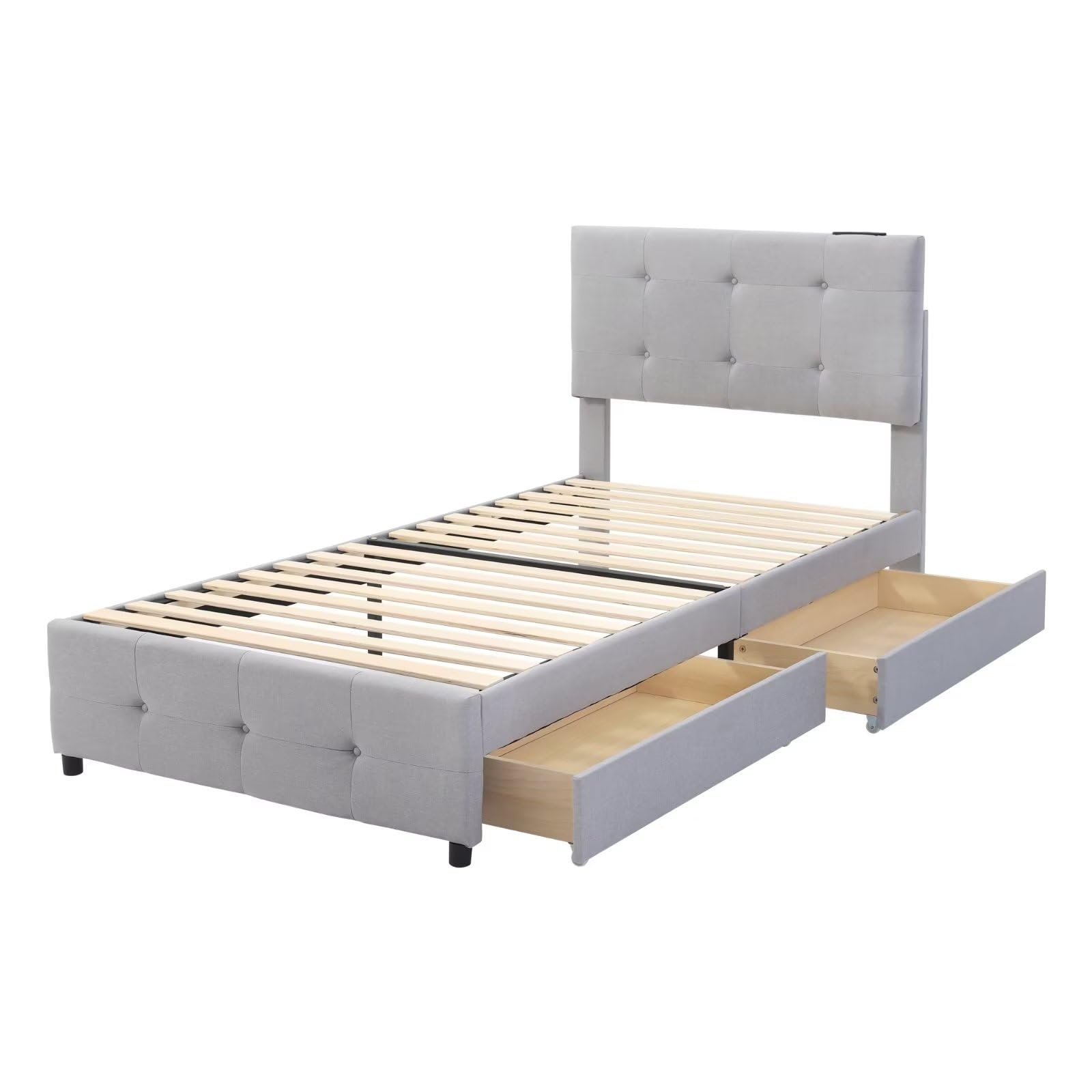 Amazon｜ファブリックベッドフレーム シングル 引き出し付き おしゃれ