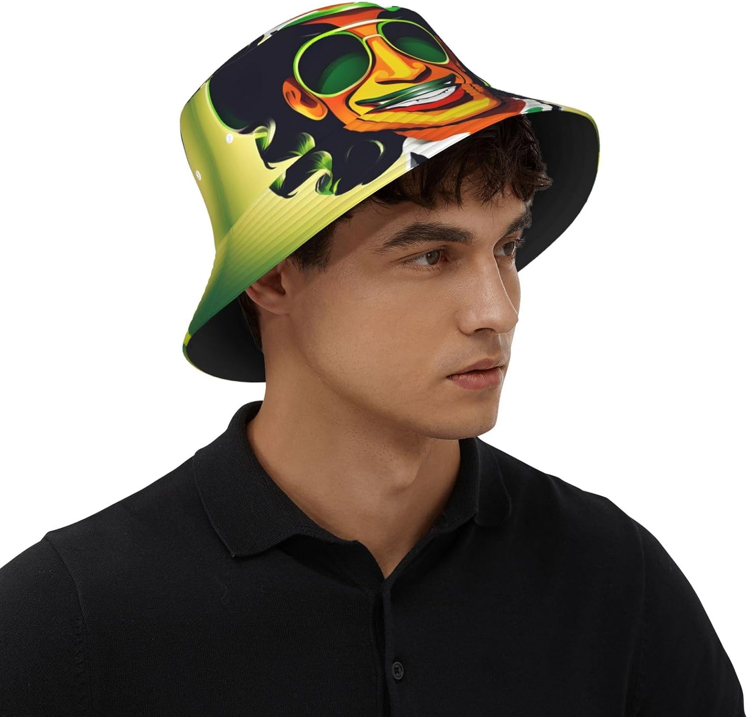 Happy St Patrick's Day Print Sun Hat Outdoor Fisherman Cap Summer Bucket Hat Beach for Men Women Black