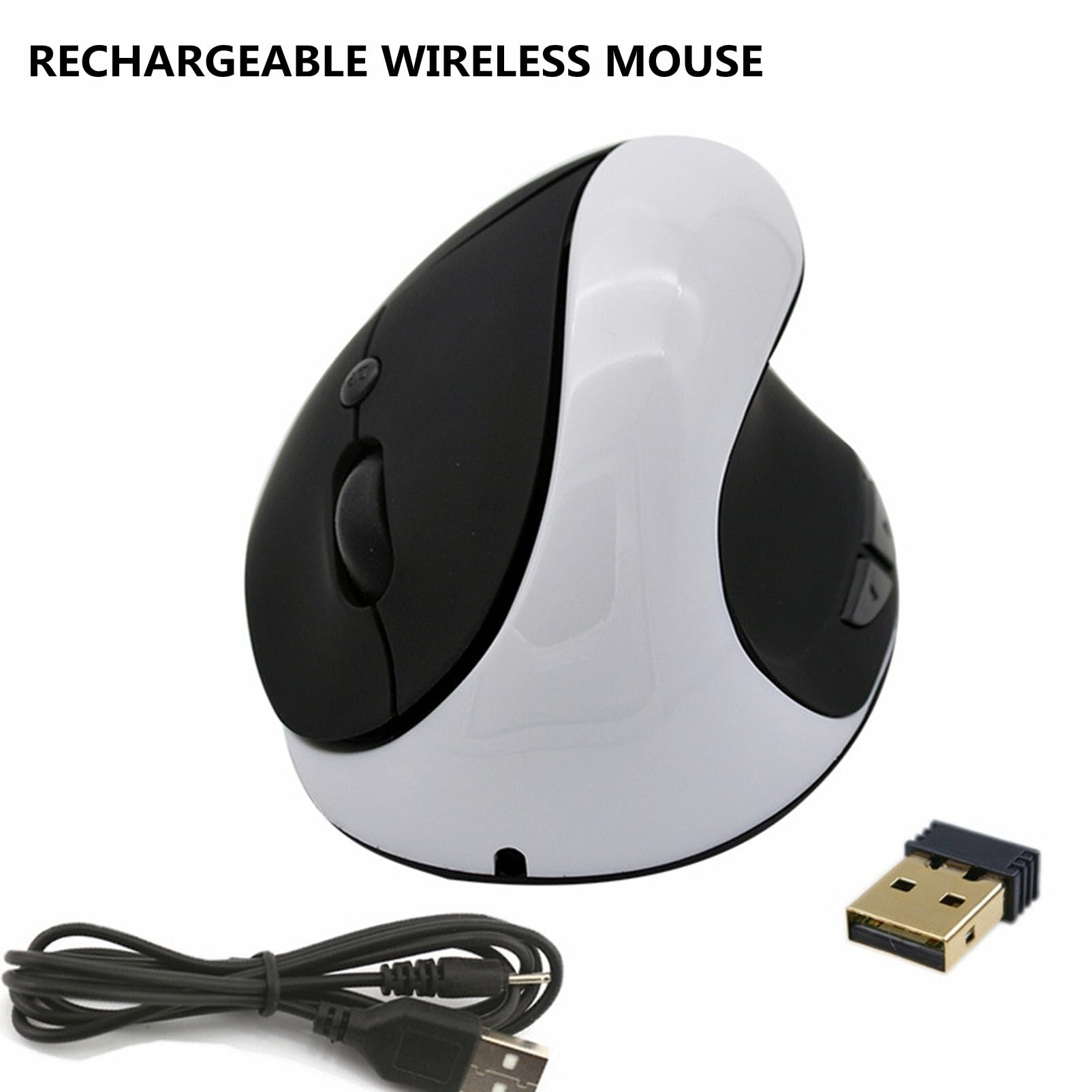 Mouse per mancini, mouse ergonomico verticale ricaricabile 2.4G wireless con ricevitore USB, 6 pulsanti 3 DPI regolabili 800/1200/1600 per computer portatile PC desktop appositamente per