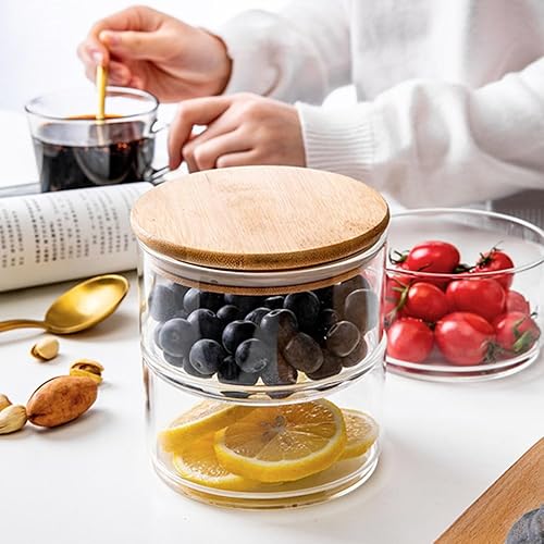 Miniatura 4 de Cabilock Tarros de almacenamiento de vidrio con tapas, recipientes de almacenamiento sellados de vidrio de borosilicato de 4 niveles, recipientes