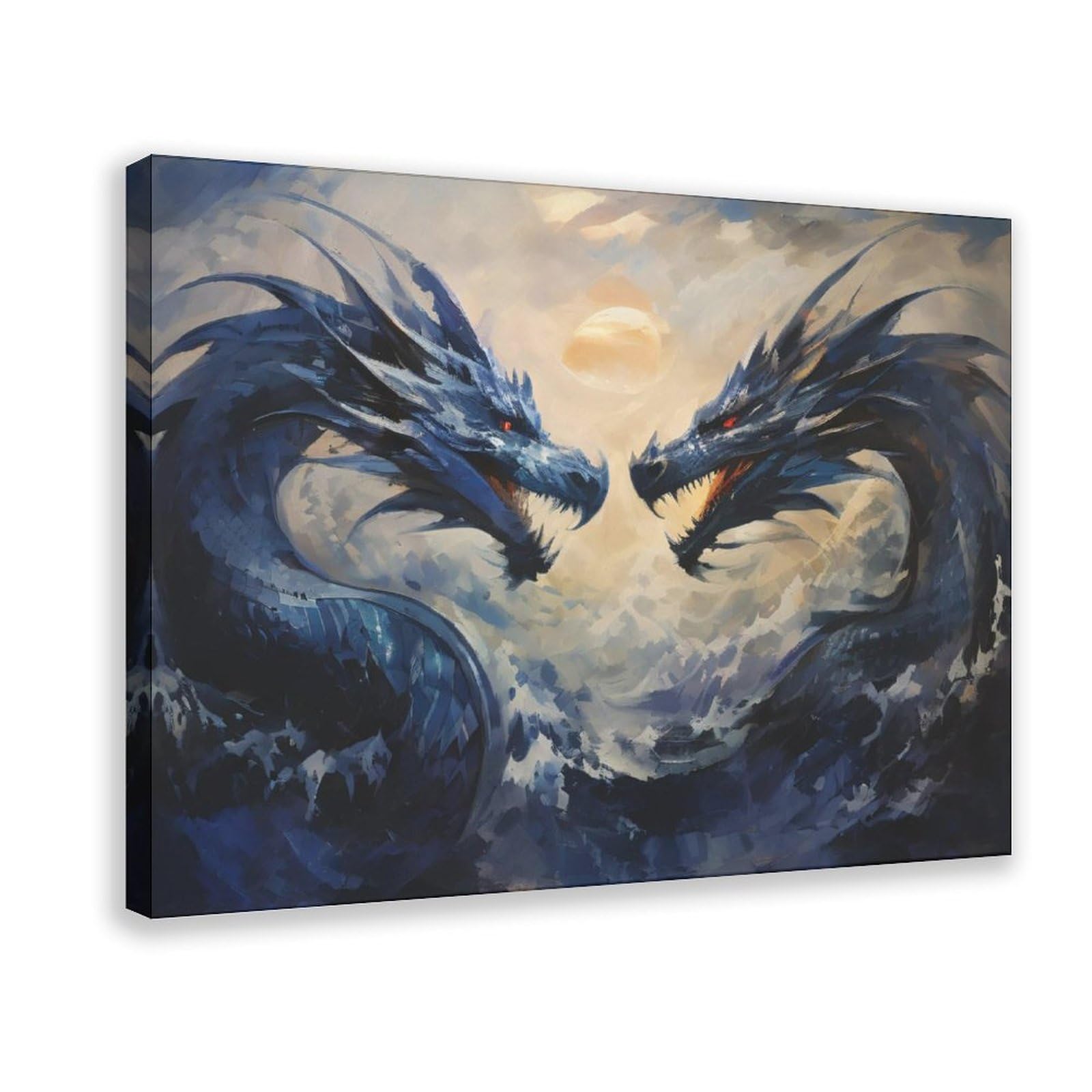 Bareronor The Water Dragons Watercolor Canvas Poster Bedroom Decor Landscape Office Room Decor Gift 24" L X 36" W