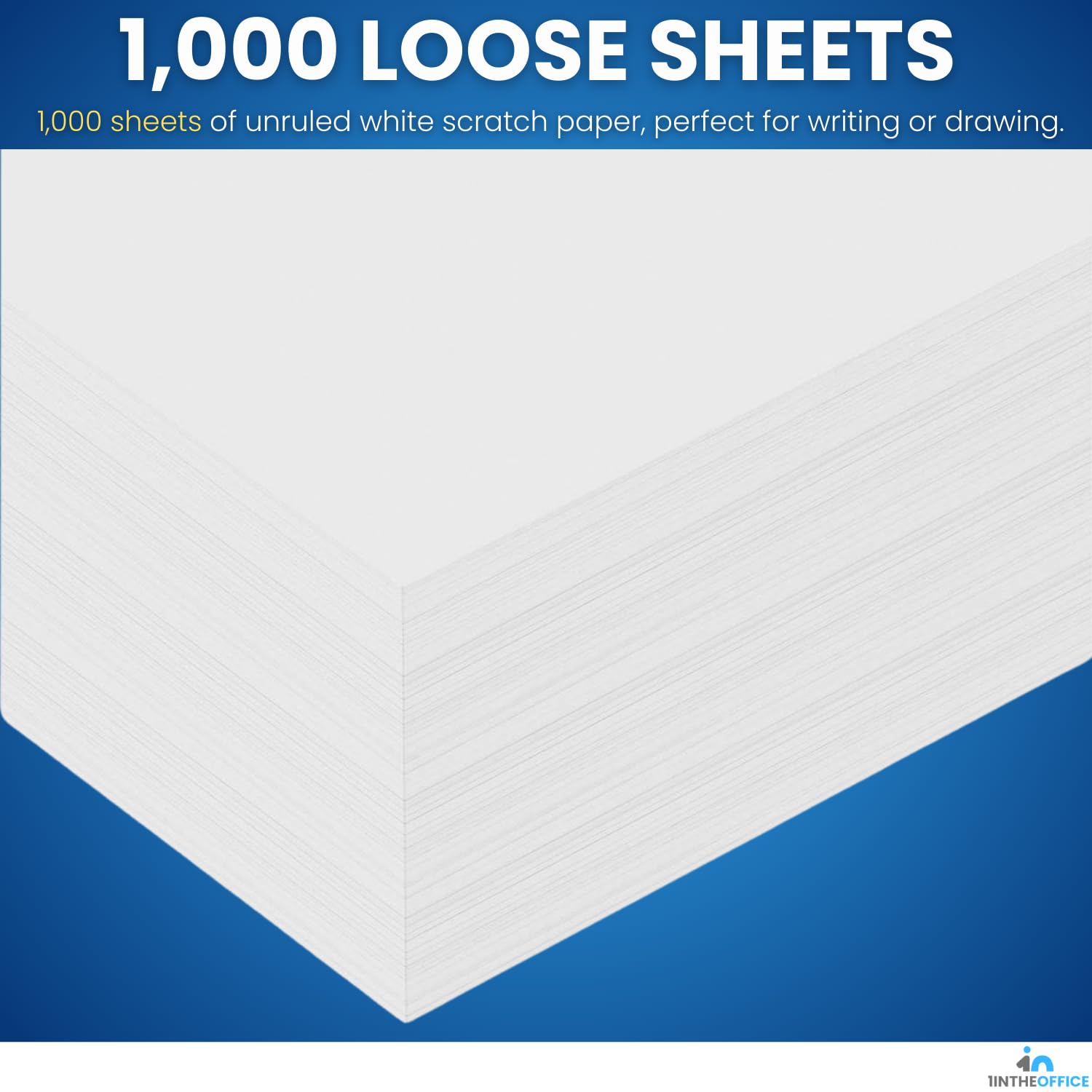 1InTheOffice Weiße Notizblätter, lose Blätter, 10 x 15 cm, unliniert, weiß, 1000 Stück