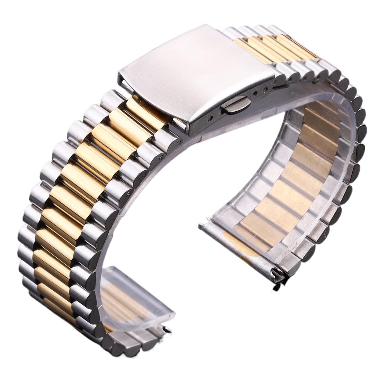 yingyingjia Cinturino In Acciaio Inossidabile Massiccio, Cinturino In Argento E Oro, 14 Mm, 16 Mm, 18 Mm, 20 Mm