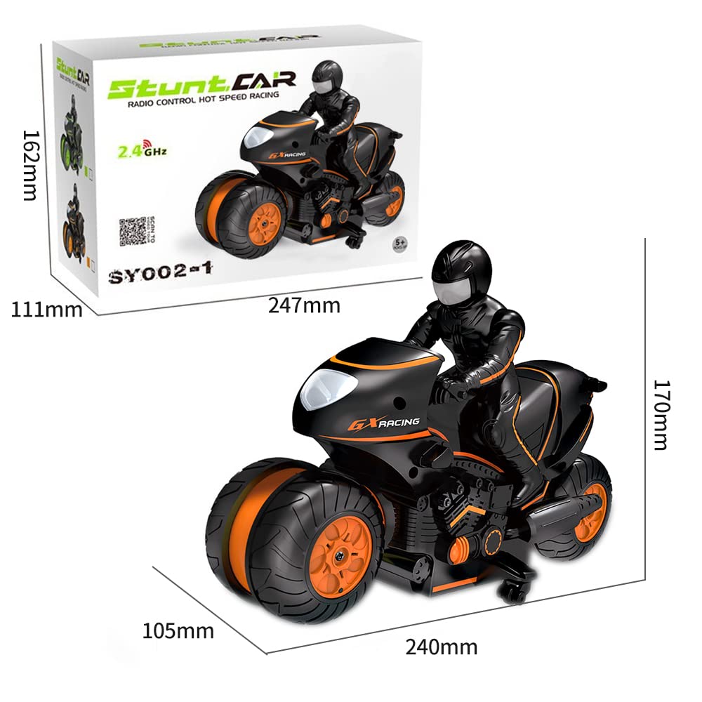 RC Motocicleta Electrico 2.4GHz Teledirigido Moto Juguete Coche Mini, Todoterreno Alta Velocidad 360°Rotación Deriva, Juguete Regalo para Niños Principiantes de 6 a 12 Años
