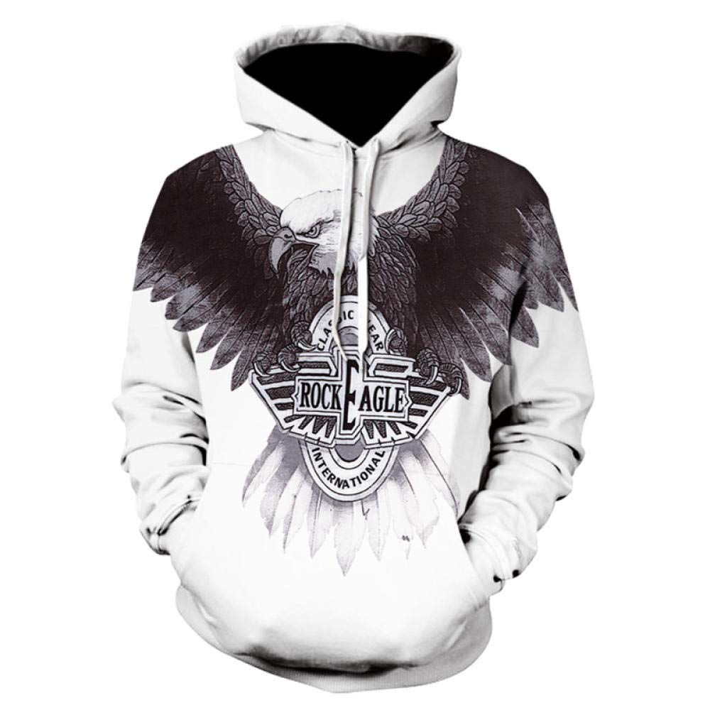 HGFHGDWhite 3D Printing Eagle Pattern Graphic Men's Women's Pullover Hoodie Sweatshirt Hooded Holiday Casual Hoodie Sweatshirt Long Sleeve