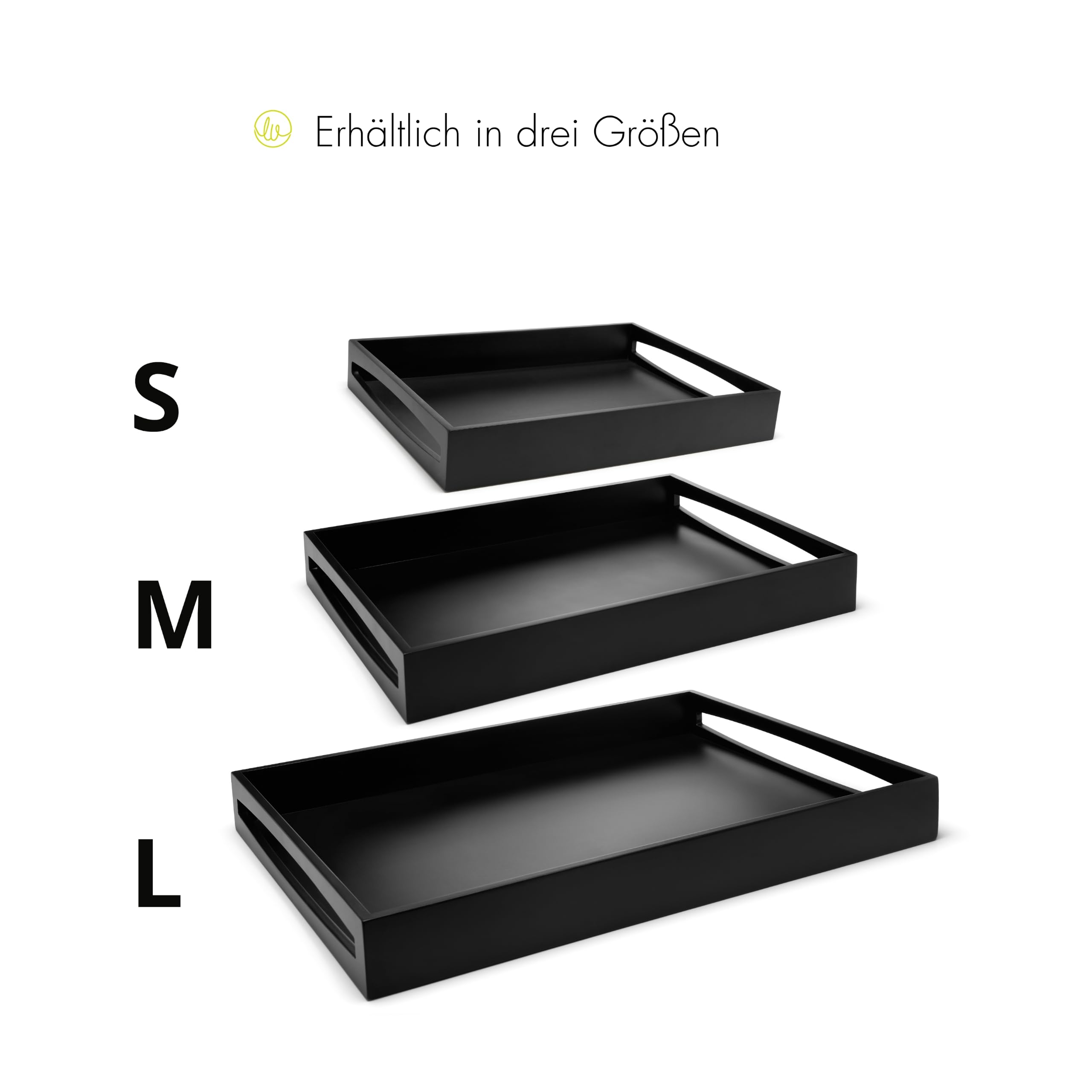 Leopold Vienna Serviertablett, Holztablett, 55 x 40 x 6 cm, Schwarz