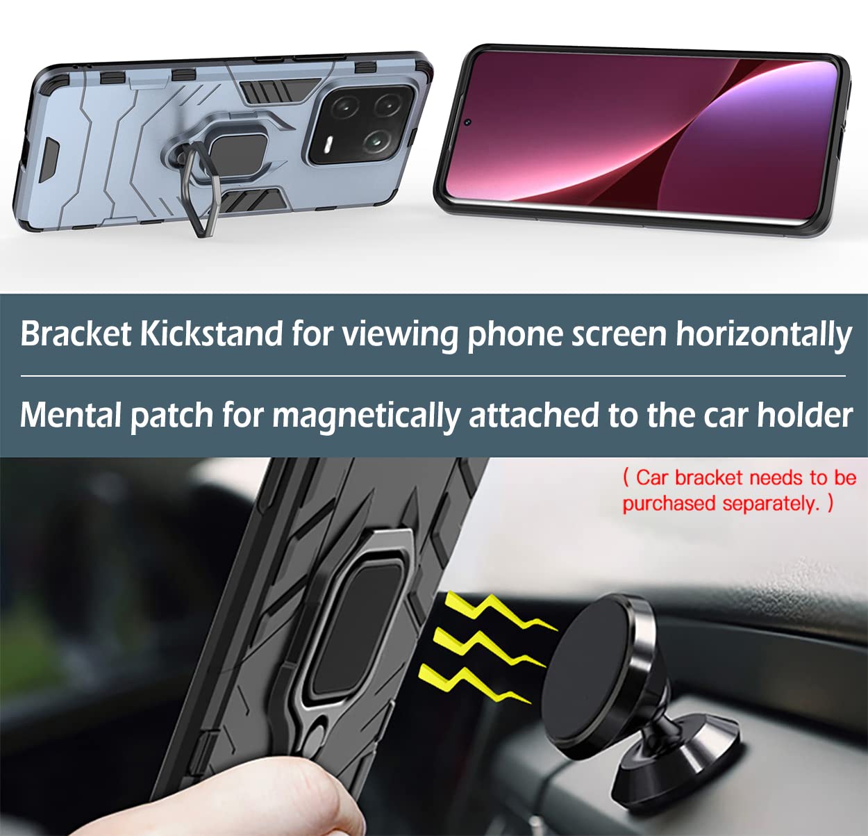 COMAKU Cover Armor per Xiaomi 13 Pro, Custodia TPU+PC Antiurto con
