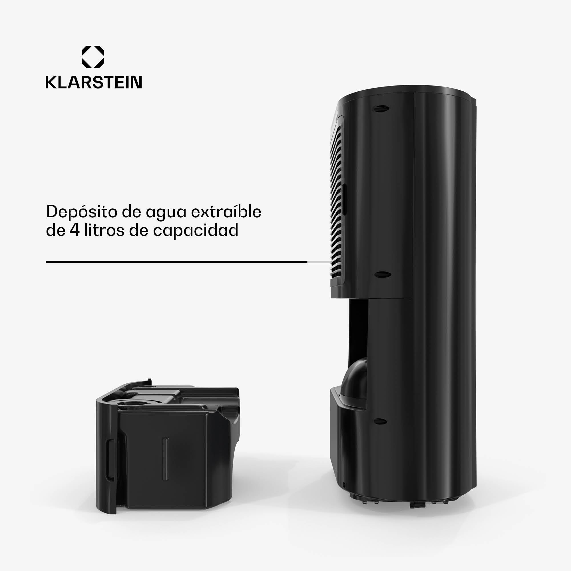 Klarstein DryFy ProConnect 24L Deshumidificador Smart, Wi-Fi, Silencioso, Bajo Consumo, Temporizador 24h, Filtro HEPA, Control de Humedad, Portátil para Hogar/Oficina, Habitaciones hasta 36m², Negro