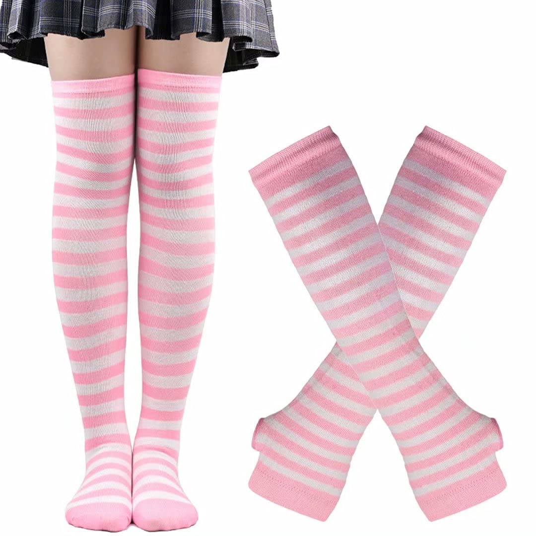 Women's Long Knitted Fingerless Gloves Thumbhole Stretch Arm Warmers
