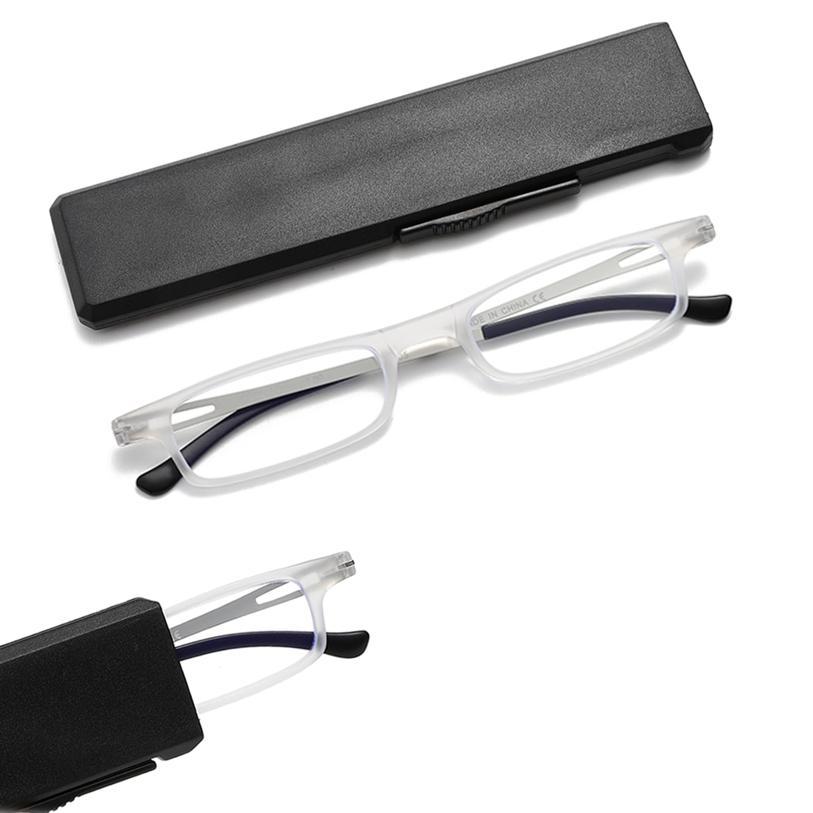 OWTXIS Ultradünne faltbare Lesebrille für Frauen Männer Kompakte TR90 Blaulichtblockierende Leser mit tragbarem dünnem flachem Etui