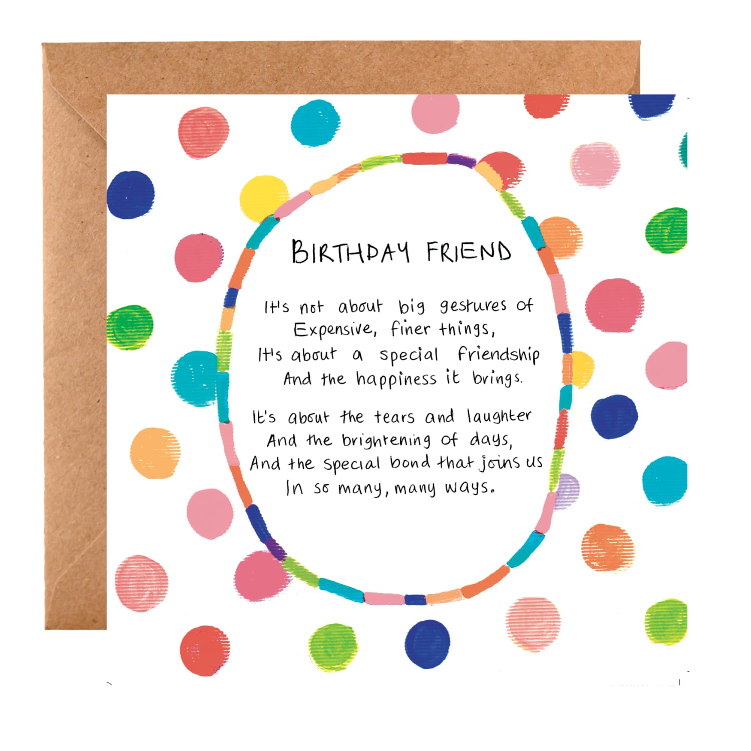 Senti Birthday Card for Friend, Poem for a Friend, Pink/White
