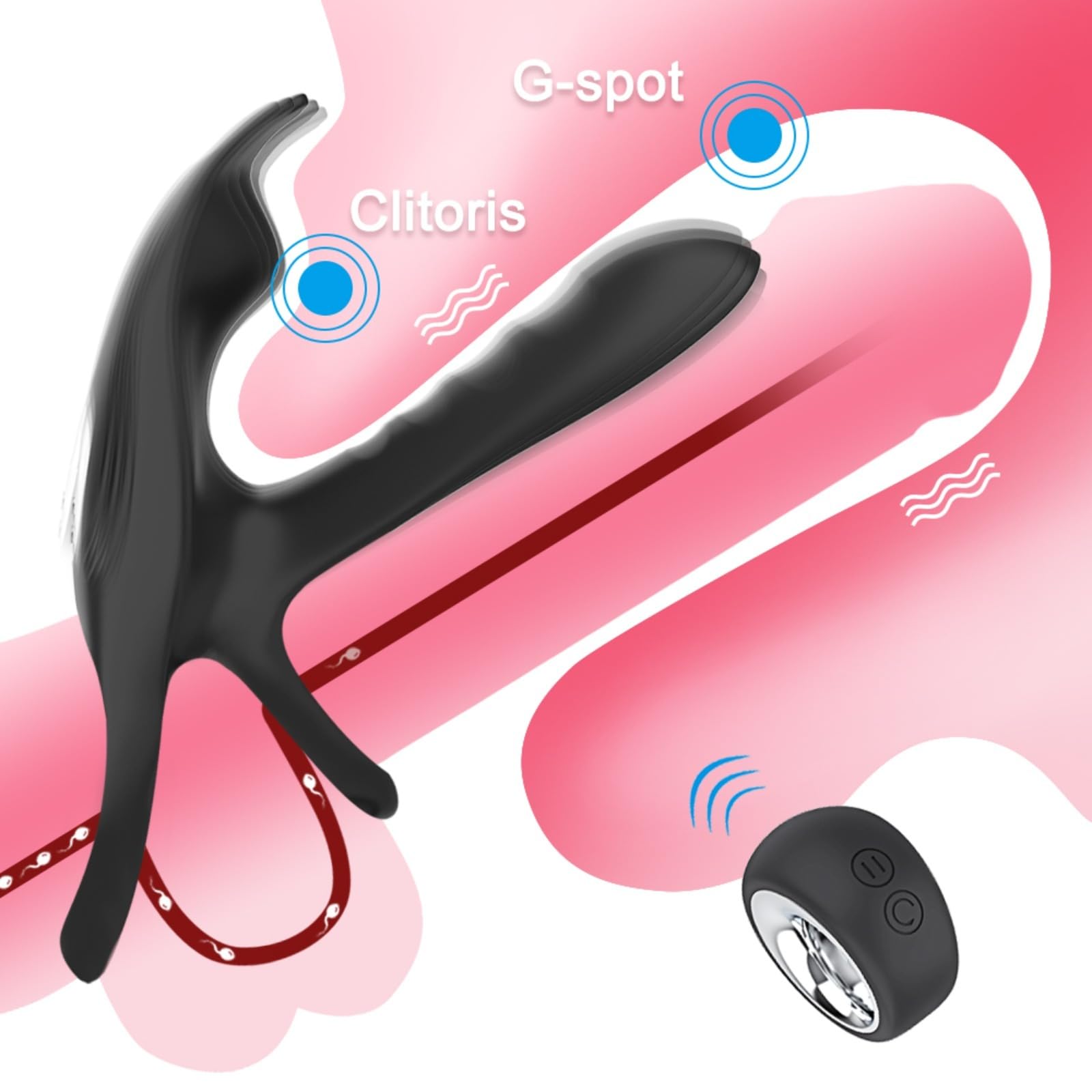 Vibrador Vibrador para parejas con motores duales, anillo para pene, retardante de eyaculación, Control remoto, juguete sexual para clítoris Para Men