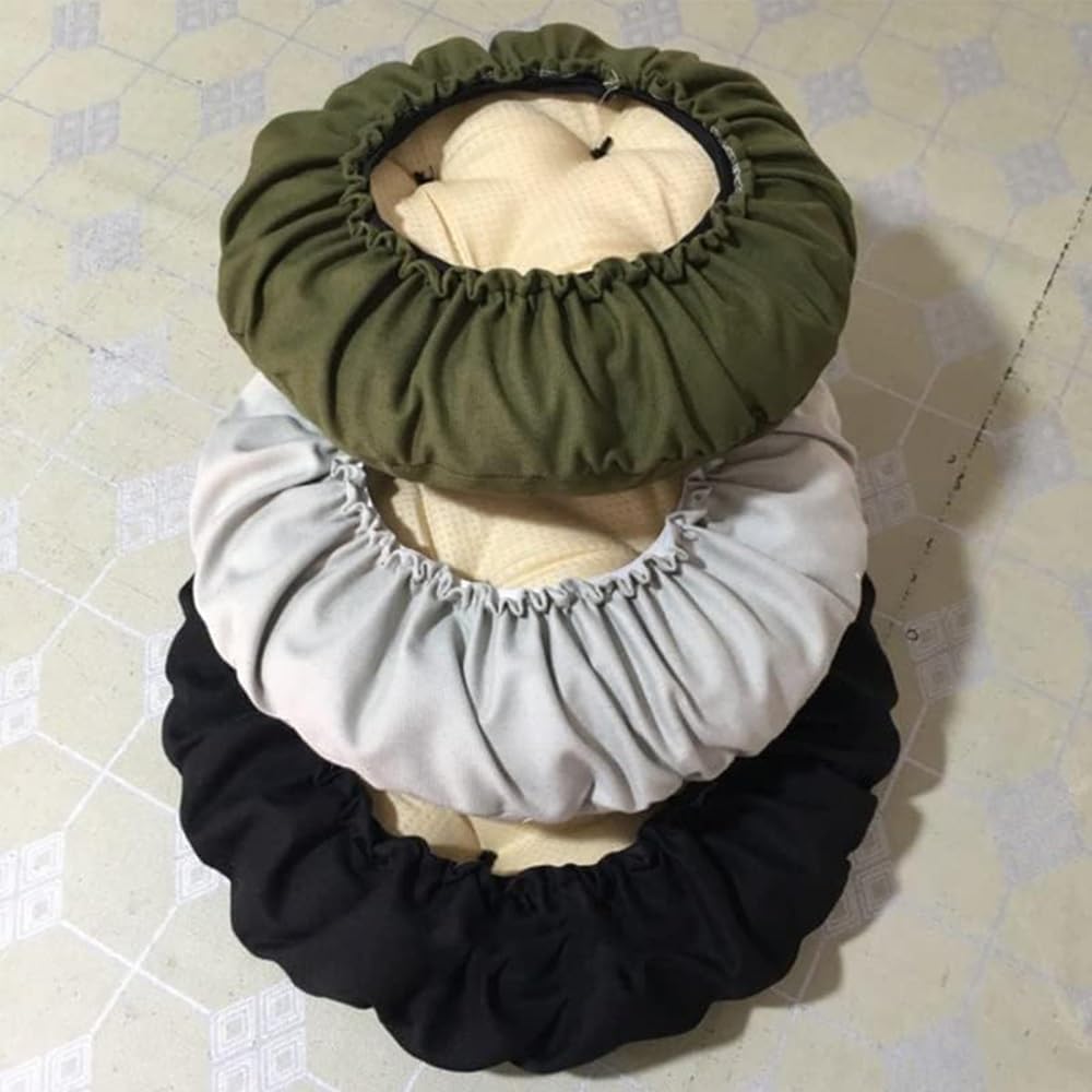 Grube niebieskie okrągłe poszewki na poduszki na krzesła na stołki barowe, antypoślizgowe, z elastycznymi taśmami, 30 cm, tapicerowane poduszki na krzesła drewniane/metalowe, wygodne i stylowe