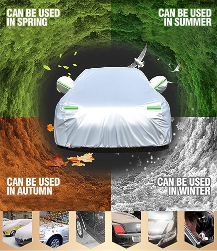 Image of Custom-Fit for GMC Car Cover, 7 Layers Car Cover Waterproof All Weather for Automobiles, Outdoor Full Cover Rain Sun UV Protection with Zipper (for GMC Safari)
